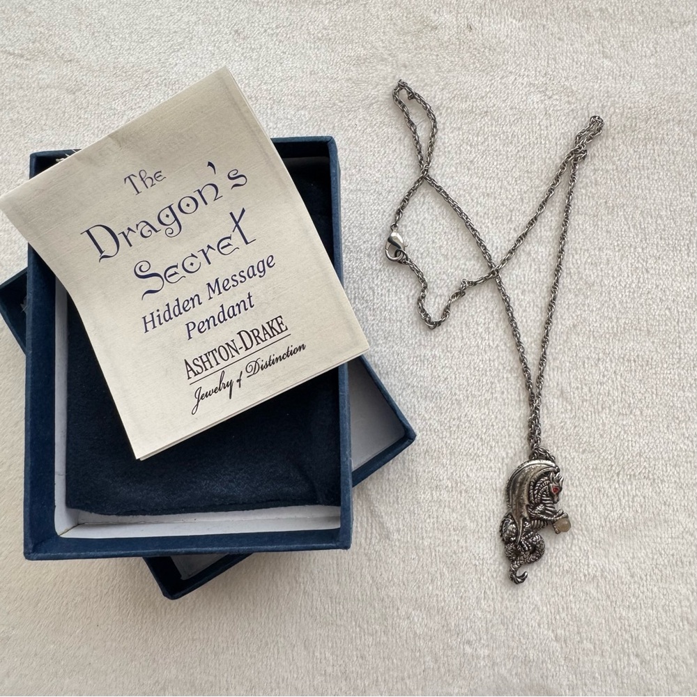 Ashton-Drake “Dragon’s Secret” Hidden Message Pendant Necklace
